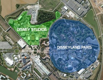 Area comparison of Disney Studios Paris and Disneyland Paris