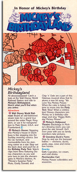 Mickey's Birthdayland map, 1989