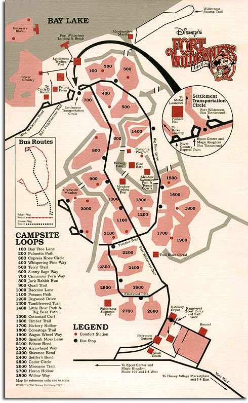 Fort Wilderness map, 1988