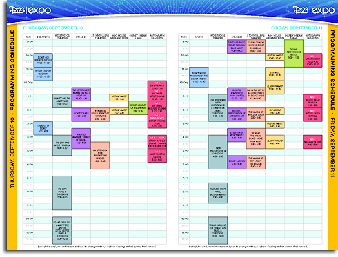 D23 Expo Schedule Page 1