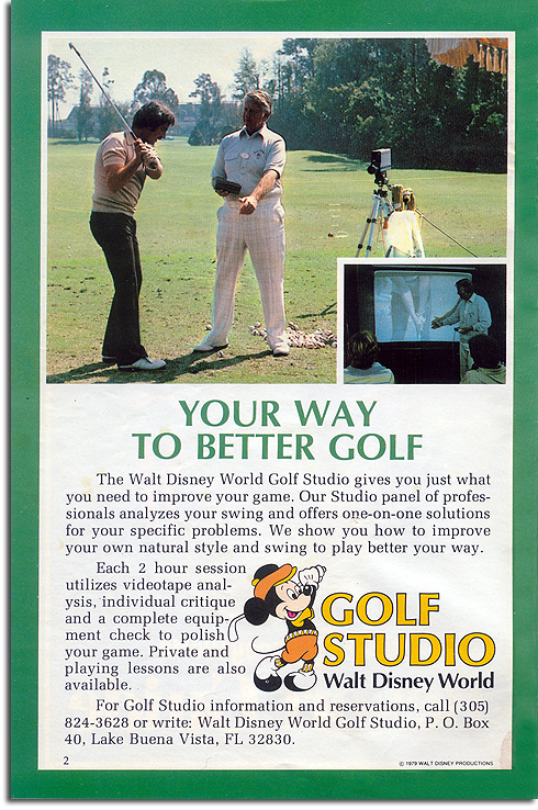 Ad for Walt Disney World Golf Studio, 1979