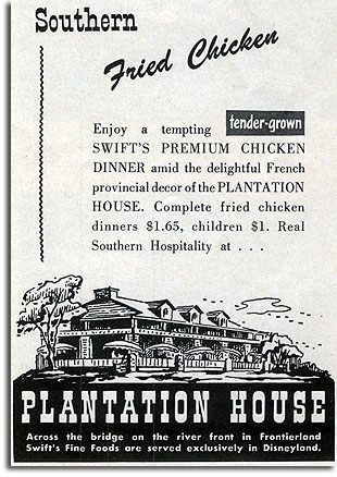 Ad for Disneyland's Plantation House, 1957