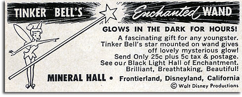 Ad for Tinker Bell's Enchanted Wand, Disneyland, 1957