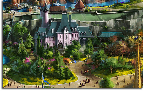 Closeup of Cinderella's Chateau from the revised rendering of Walt Disney World's Fantasyland expansion