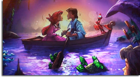 Rendering of "Kiss the Girl" scene from The Little Mermaid: Ariel's Adventure