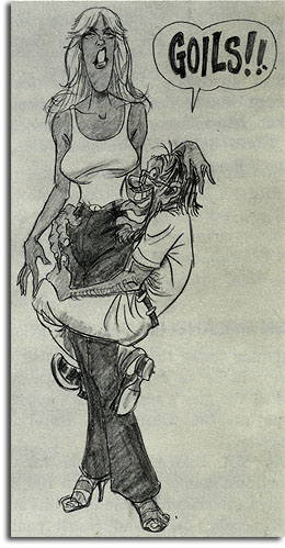 Caricature of Nancy Beaver and Norm Corey by John Musker, 1979