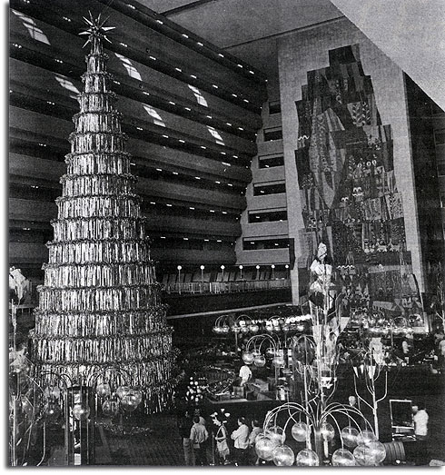 Christmas tree in Contemporary Resort, 1971