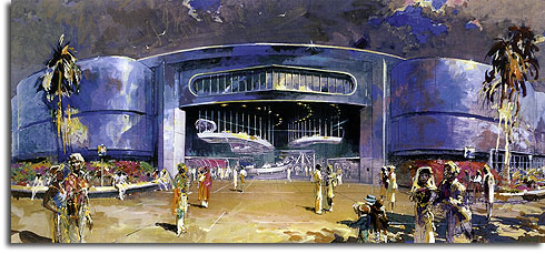 Rendering of EPCOT's World of Motion by Herb Ryman, 1979