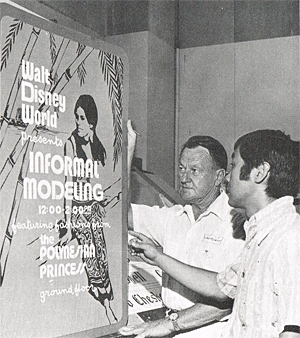 "Supervisor John Rushing (right) tells EYES & EARS, 'We carefully check everything that leaves the shop, looking closely for color, workmanship and detail.' John and Pete Naughtin make a few last-minute changes catching details that most eyes wouldn't even spot!" - Eyes & Ears, 1972