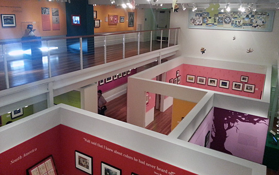 The exhibit provides a color-coded tour through Blair's life in the welcoming Diane Disney Miller Exhibition Hall